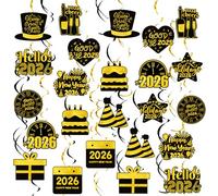 2026 Decoración de Nochevieja,57 Piezas Feliz Año Nuevo Espiral Colgante 2026 Happy New Year Guirnalda Fiesta de año Nuevo Decoración