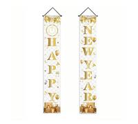 2026 Decoraciones de Feliz Año Nuevo Colgante de Puerta de Oro Negro Banner Couplet fotografía telón de Fondo Fiesta Familiar Prop Regalo de Año Nuevo(AZ365-5)