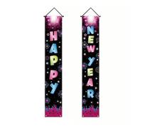 2026 Decoraciones de Feliz Año Nuevo Colgante de Puerta de Oro Negro Banner Couplet fotografía telón de Fondo Fiesta Familiar Prop Regalo de Año Nuevo(AZ365-13)