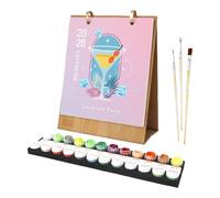 2026 Desk Calendar, Coloring Calendar, 12 Hand-Painted Oil Painting Pages, Creative Planner To School, Teacher, Home, Class, Work, Kids, Adult For Artful Daily Planning, 7.17x8.86 Inches