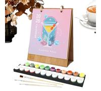 2026 Desk Calendar - Coloring Calendar for Adults and Kids | 12 Hand Painted Oil Painting Designs | Creative Desktop Planner Calendars for School Teacher Home Office Work Study Organization Use
