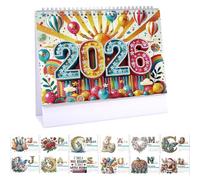 2026 Desk Calendar, Gem Art Painting Design, Efficient Planning, 12-Month Planner, Jan-Dec 2026, Portable Monthly Organizer for Travel Planning, School, Meetings, Goals, Team Use