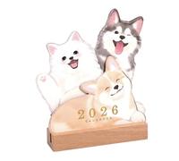 2026 Desk Calendar - Pet Theme | Academic Planner With Wooden Base, Puppy & Kitten Design, Daily Organization For Work, School, Teachers, Kids, Family, Home & Office Use