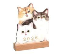 2026 Desk Calendar - Pet Theme | Academic Planner With Wooden Base, Puppy & Kitten Design, Daily Organization For Work, School, Teachers, Kids, Family, Home & Office Use