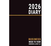 2026 Diary A4 Week to View: Black Weekly Planner Adult , Horizontal Layout for Business and Personal Life
