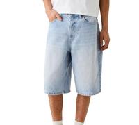 2026 Disfraz Hombres Pantalones Cortos Casuales Holgados Europeos de Pierna Ancha para Hombres con Bolsillos Callejeros Vaqueros Hip Hop, azul celeste, M