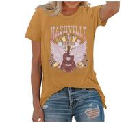 2026 Disfraz Mujer Country Música Camisetas Mujer Tennessee Gráfico Camisetas Occidentales Manga Corta, amarillo, L