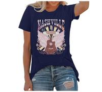 2026 Disfraz Mujer Country Música Camisetas Mujer Tennessee Gráfico Camisetas Occidentales Manga Corta, azul, L