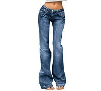 2026 Disfraz Mujer Mujer Cintura Alta Flare Jeans Retro Stretch Denim Pantalones Casuales Cómodos Ajustados Corte Bootcut Pantalones para Mujer, azul, L