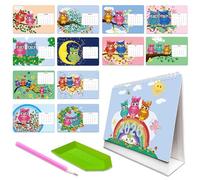 2026 DIY Diamond Art Desk Calendar Creative Design Calendar Set with Irregular Shaped Diamonds Painting Kit DIY Diamond Art Desk Calendars for Home Office School Scheduling Decor