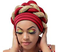 2026 Eid Ramadán Abaya Modest Fashion - Gorro trenzado con cuentas para mujer, gorro musulmán con volantes para el cáncer, gorro para dormir, gorro de satén forrado (4), rosso, Altoa única