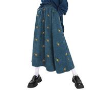 2026 Elegante falda midi casual con estampado floral para una línea fluida, cómoda y versátil para usar en la vida cotidiana, con bolsillos, verde, XL