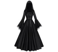 2026 Elegante vestido de cosplay con corsé de encaje para mujer medieval Hofball - Carnaval Teatro Presentación Transpirable Cintura Corsé con fruncido Traje histórico con falda ancha noble, Negro