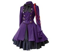 2026 Elegante vestido de princesa de estilo gótico con intrincado retazos de moda adornado con cuello de mujer para ocasiones cortesanas, morado, XL