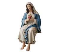 2026 Estatua del Corazón Inmaculado de María, 25 cm de alto, Figura de la Santísima Virgen para el altar, escultura de mano para un devoto de la Madre (azul, 12,5 x 6 x 8 cm)