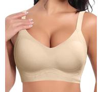 2026 Este sujetador de pecho pequeño para mujer tiene un anillo de acero ajustable sin costuras que adelgaza y adelgazante, beige, M
