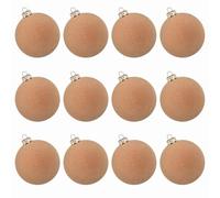 2026 Estos 12 exquisitos elementos decorativos flocados e irrompibles cuentan con un diseño redondo que es perfecto para árboles de interior al aire libre. Perfecto para el (caqui, 24 x 18 cm)