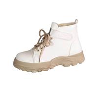 2026 European Station Interior Velvet Winter Women's British Style Lace Up Short Boots Fashion Thick Bottom Side Zipper Tube, White, 37.5 EU