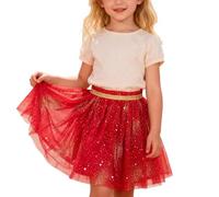 2026 Falda de tutú con lentejuelas brillantes para niñas: perfecta para carnaval, espectáculos de baile, ballet, disfraces de hadas más., rojo, 3-4 años