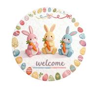 2026 Felpudo redondo de conejo de Pascua 2026, absorbente y resistente, alfombra redonda de Pascua, tamaños: 40 cm/60 cm/80 cm (C, 80 cm)