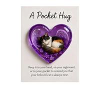 2026 - Figura conmemorativa de resina con forma de corazón para gatos dormidos, animales pensados para dueños y amantes en duelo (morado, talla única)