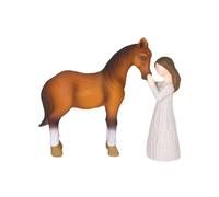2026 Figura de caballo pintada a mano como elegante para mesa Estatua de resina de una dama con su regalo único para jinetes (C, talla única)