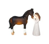 2026 Figura de caballo pintada a mano como elegante para mesa Estatua de resina de una dama con su regalo único para jinetes (D, talla única)