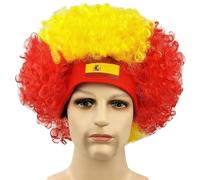 2026 Fútbol Fan Peluca con Diadema Banderas Artículo para Fanartikel Fútbol Juego Nacional Jubeln Afro Peluca Payaso Divertido Alemania Pelucas Carnaval Disfraz España