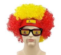 2026 Fútbol Fan Peluca y Gafas de Sol con Diadema Artículo para Fanartikel Fútbol Juego de Fútbol Banderas Animar Afro Peluca Payaso Divertido Carnaval Pelucas Alemania Carnaval Disfraz España
