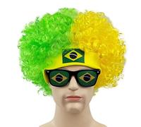 2026 Fútbol Fan Peluca y Gafas de Sol con Diadema Artículo para Fanartikel Fútbol Juego de Fútbol Banderas Animar Afro Peluca Payaso Divertida Pelucas de Carnaval Alemania Disfraz Brasil