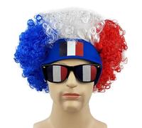 2026 Fútbol Fan Peluca y Gafas de Sol con Diadema Artículo para Fanartikel Fútbol Juego de Fútbol Banderas Animar Afro Peluca Payaso Divertida Pelucas de Carnaval Alemania Disfraz Francia