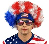 2026 Fútbol Fan Peluca y Gafas de Sol con Diadema Artículo para Fanartikel Fútbol Juego de Fútbol Bandera Jubeln Afro Peluca Payaso Divertido Carnaval Disfraz Alemania Carnaval Estados Unidos