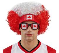 2026 Fútbol Fan Peluca y Gafas de Sol con Diadema Artículo para Fanartikel Fútbol Juego de Fútbol Banderas Animar Afro Peluca Payaso Divertido Carnaval Pelucas Alemania Carnaval Disfraz Canadá