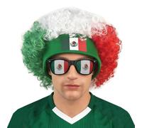 2026 Fútbol Fan Peluca y Gafas de Sol con Diadema Artículo para Fanartikel Fútbol Juego de Fútbol Banderas Animar Afro Peluca Payaso Divertida Pelucas de Carnaval Alemania Disfraz México