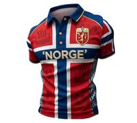 2026 Fútbol W-M Noruega Fan Polo Camiseta Bandera Nacional Impresión 3D Retro Transpirable Hombre Mujer Camisetas de Fútbol Deportes Causal Camisetas Fanshirt, 15#, XXL