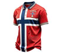 2026 Fútbol W-M Noruega Fan Polo Camiseta Bandera Nacional Impresión 3D Retro Transpirable Hombre Mujer Camisetas de Fútbol Deportes Causal Camisetas Fanshirt, 8#, XXL