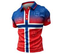 2026 Fútbol W-M Noruega Fan Polo Camiseta Bandera Nacional Impresión 3D Retro Transpirable Hombre Mujer Camisetas de Fútbol Deportes Causal Camisetas Fanshirt, 17#, XXL