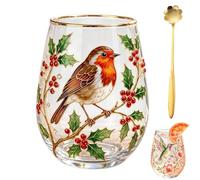 2026 Garden Hummingbird Morning Bliss Glass Tea Cup,Floral Glass Coffee Mug for Women,14 Oz Vintage Botanical Aesthetic Gold Rimmed Tumbler,for Home Decorative Friends Gift