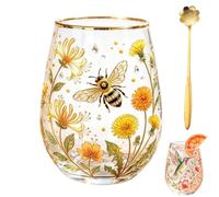 2026 Garden Hummingbird Morning Bliss Glass Tea Cup,Floral Glass Coffee Mug for Women,14 Oz Vintage Botanical Aesthetic Gold Rimmed Tumbler,for Home Decorative Friends Gift