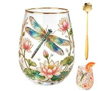 2026 Garden Hummingbird Morning Bliss Glass Tea Cup,Floral Glass Coffee Mug for Women,14 Oz Vintage Botanical Aesthetic Gold Rimmed Tumbler,for Home Decorative Friends Gift