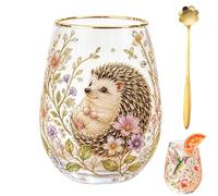 2026 Garden Hummingbird Morning Bliss Glass Tea Cup,Floral Glass Coffee Mug for Women,14 Oz Vintage Botanical Aesthetic Gold Rimmed Tumbler,for Home Decorative Friends Gift