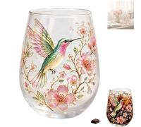 2026 Garden Hummingbird Morning Bliss Glass Tea Cup, Floral Glass Coffee Mug for Women, 14oz, Elegant Gold Rimmed Garden Inspired Tumbler, Gift for Women Mom Wife (1pcs)