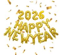 2026 Globos decorativos de Nochevieja, juego de 18 unidades de decoración de Año Nuevo 2026, globo de aluminio con papel de aluminio, confeti dorado para decoraciones de fiesta de Año Nuevo (dorado)