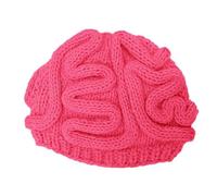 2026 Gorro de cerebro de color liso, tejido a mano, multicolor, a la moda, informal, gorro de cerebro, Rojo sandía, Talla única