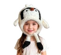 2026 Gorro de Invierno para Niños con Orejas Pingüino Aislamiento Térmico a Prueba de Viento para Clima Frío para Niños Niños Niñas, Blanco, 2-8 años