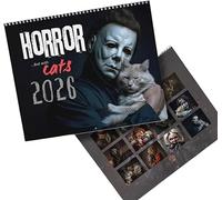 2026 Halloween Horror Movie & Cats Wall Calendar - Spooky Feline Art, 11x8.5 Inch,Monthly Planner Wall with Thick Paper, Spiral Bound - Gift for Horror Fans & Cat Lovers, Halloween Decor (1pcs)