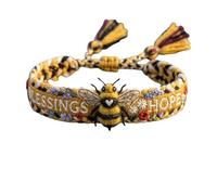 2026 Handmade Honey Bee Woven Bracelet,Adjustable Boho Bee Bangle Bracelet with Handwoven Sliding Knot,Friendship Blessings & Hope Memorial Ornament Gift for Women Daily Wear