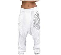 2026 - Harem Talla Plus Bolsillos Hombres Cintura Casual Elástico Más Presión Pierna / Tamaño Pantalones de Hombre &, Blanco, XXL