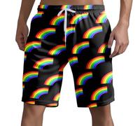 2026 Herren Taschen Musterdesign Shorts, mit Polyesterstoff, Sommer, Fuer Outdoor, tragbar zu Sudaderas con capucha Oberteilen Oder leichten Jacken, Regen, Stabile Form, kombinierbarer Stil, Negro