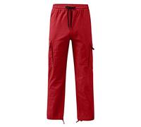 2026 Hombres Casual Cintura Color Deporte Sombrero Tejido Bolsillo Pie Cuerda Pantalones Sólidos Callejero Cargo Tie Hombres Pantalones Cargo Pantalones de Trabajo, rojo, L